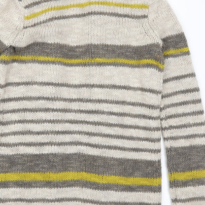 I Blues Club Womens Beige Striped  Cardigan Jumper Size S  - Yellow