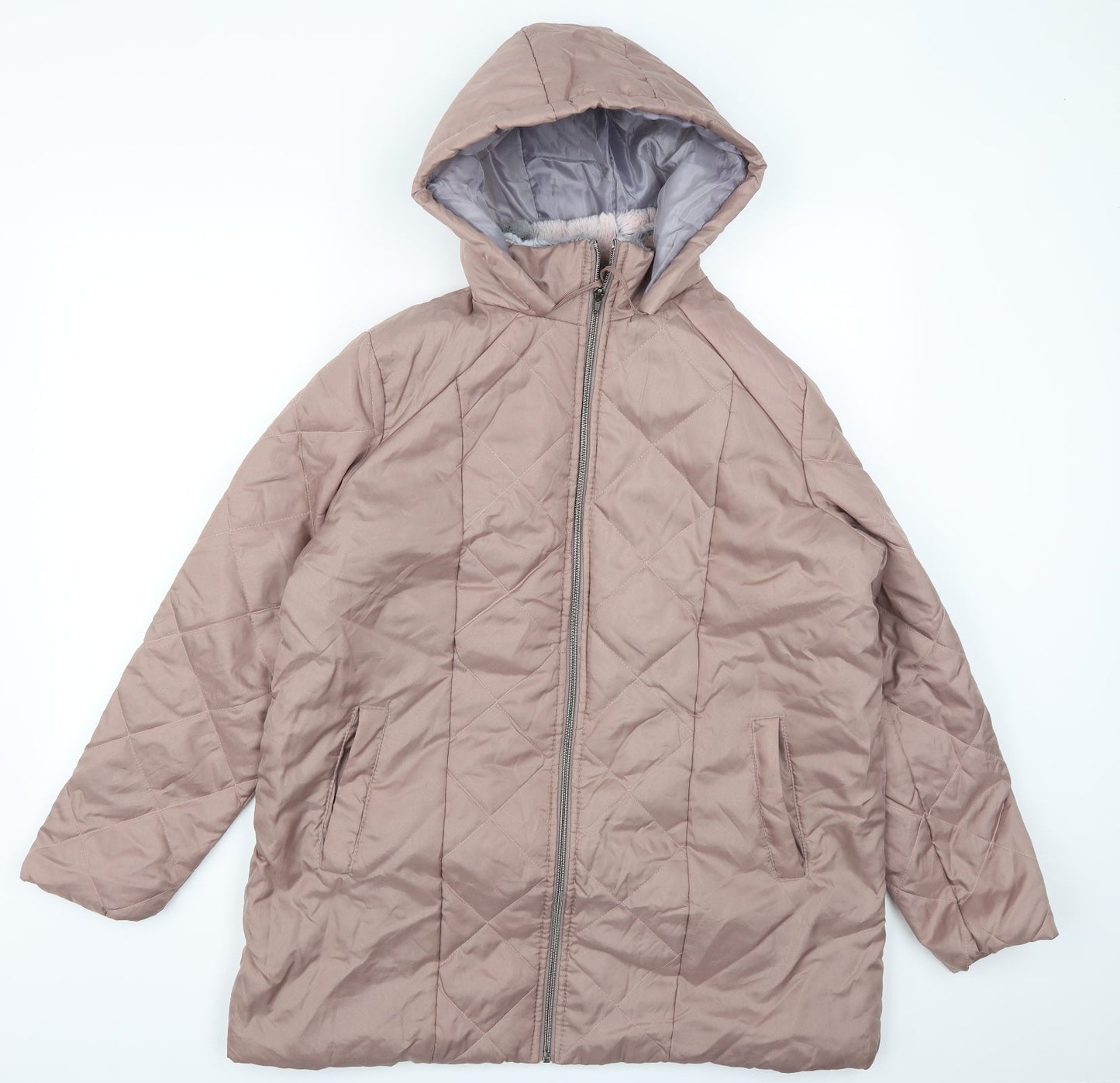 Womens UK Size M Anne De Lancay Pink Quilted Coat
