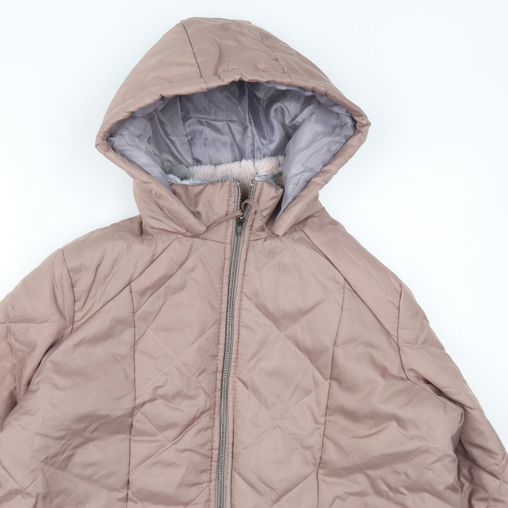 Womens UK Size M Anne De Lancay Pink Quilted Coat