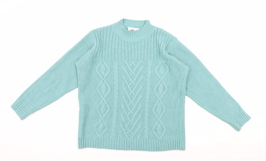 Afibel Womens Blue  Knit Pullover Jumper Size 14