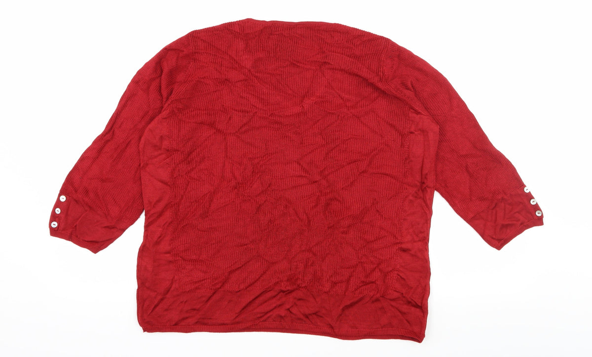 Per Una Womens Red  Knit Pullover Jumper Size 14