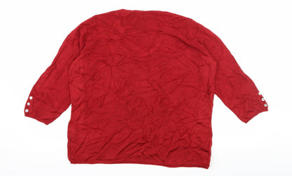 Per Una Womens Red  Knit Pullover Jumper Size 14