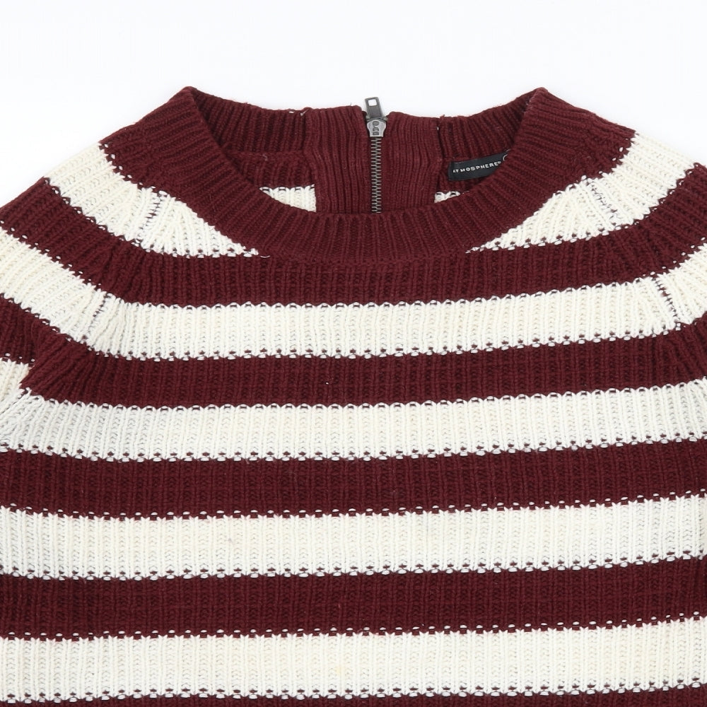 Atmosphere Womens Red Striped Knit Pullover Jumper Size 10