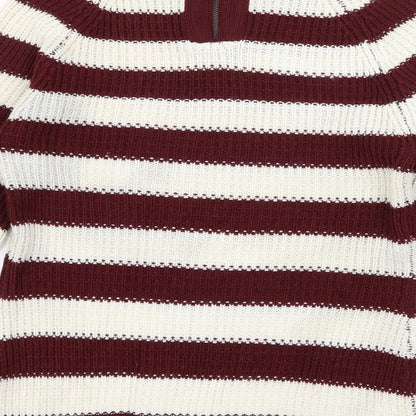 Atmosphere Womens Red Striped Knit Pullover Jumper Size 10