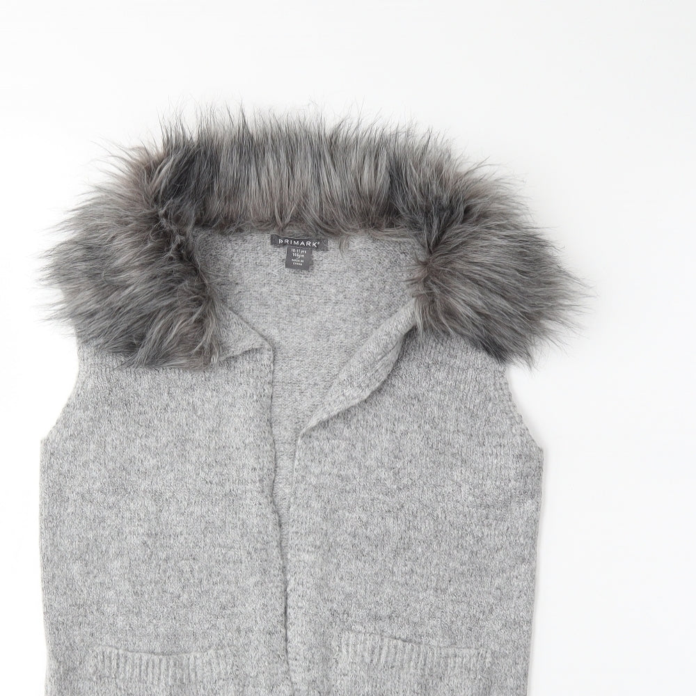 Primark Girls Grey  Knit Jacket Coatigan Size 10 Years