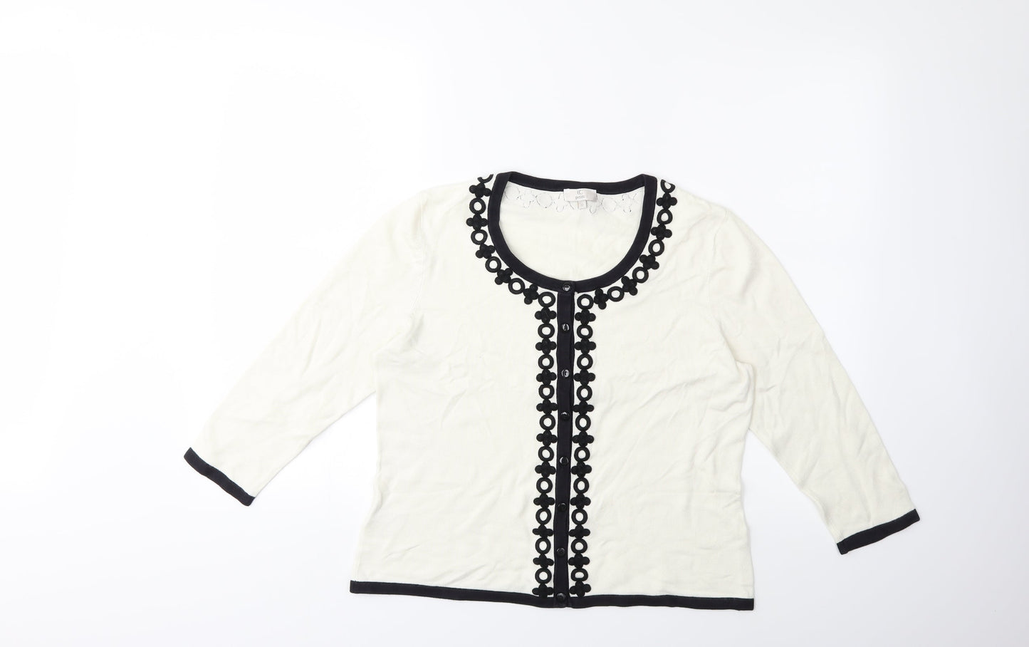 CC Petite Womens White  Knit Cardigan Jumper Size M