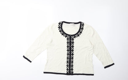 CC Petite Womens White  Knit Cardigan Jumper Size M