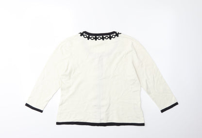 CC Petite Womens White  Knit Cardigan Jumper Size M
