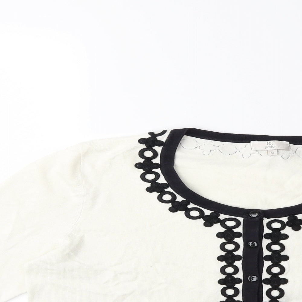 CC Petite Womens White  Knit Cardigan Jumper Size M