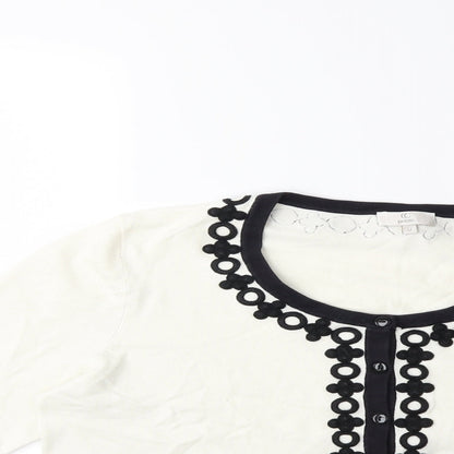 CC Petite Womens White  Knit Cardigan Jumper Size M