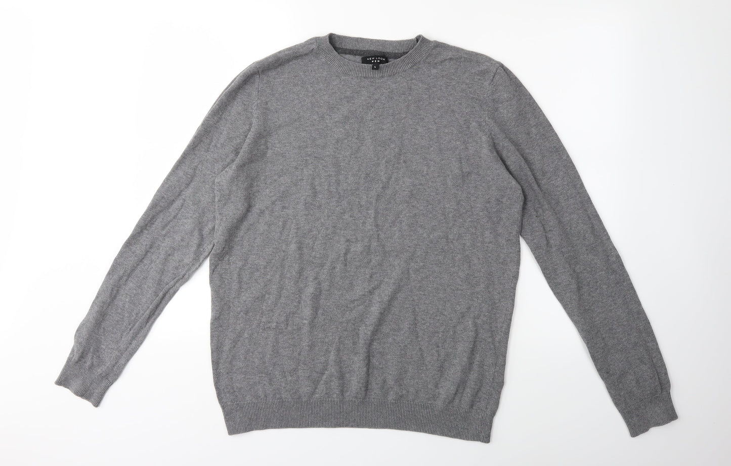 New Look Mens Grey  Knit Pullover Jumper Size L