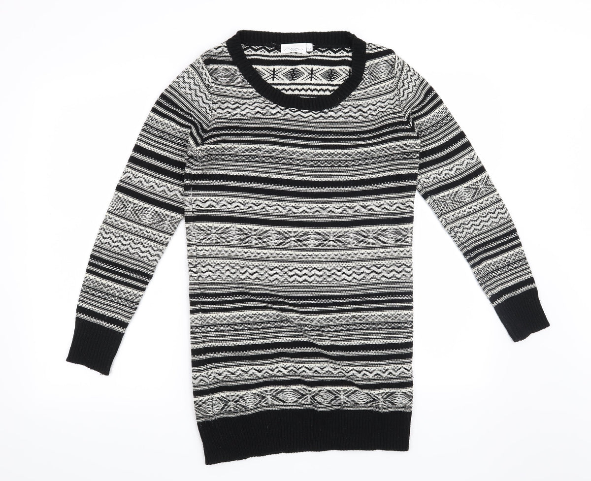 New Look Womens White Striped  Pullover Jumper Size 12
