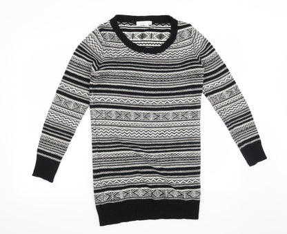 New Look Womens White Striped  Pullover Jumper Size 12