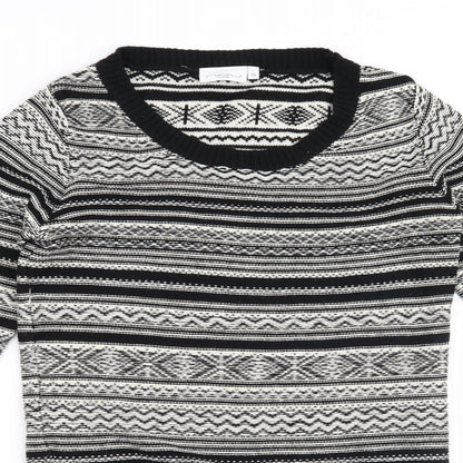 New Look Womens White Striped  Pullover Jumper Size 12