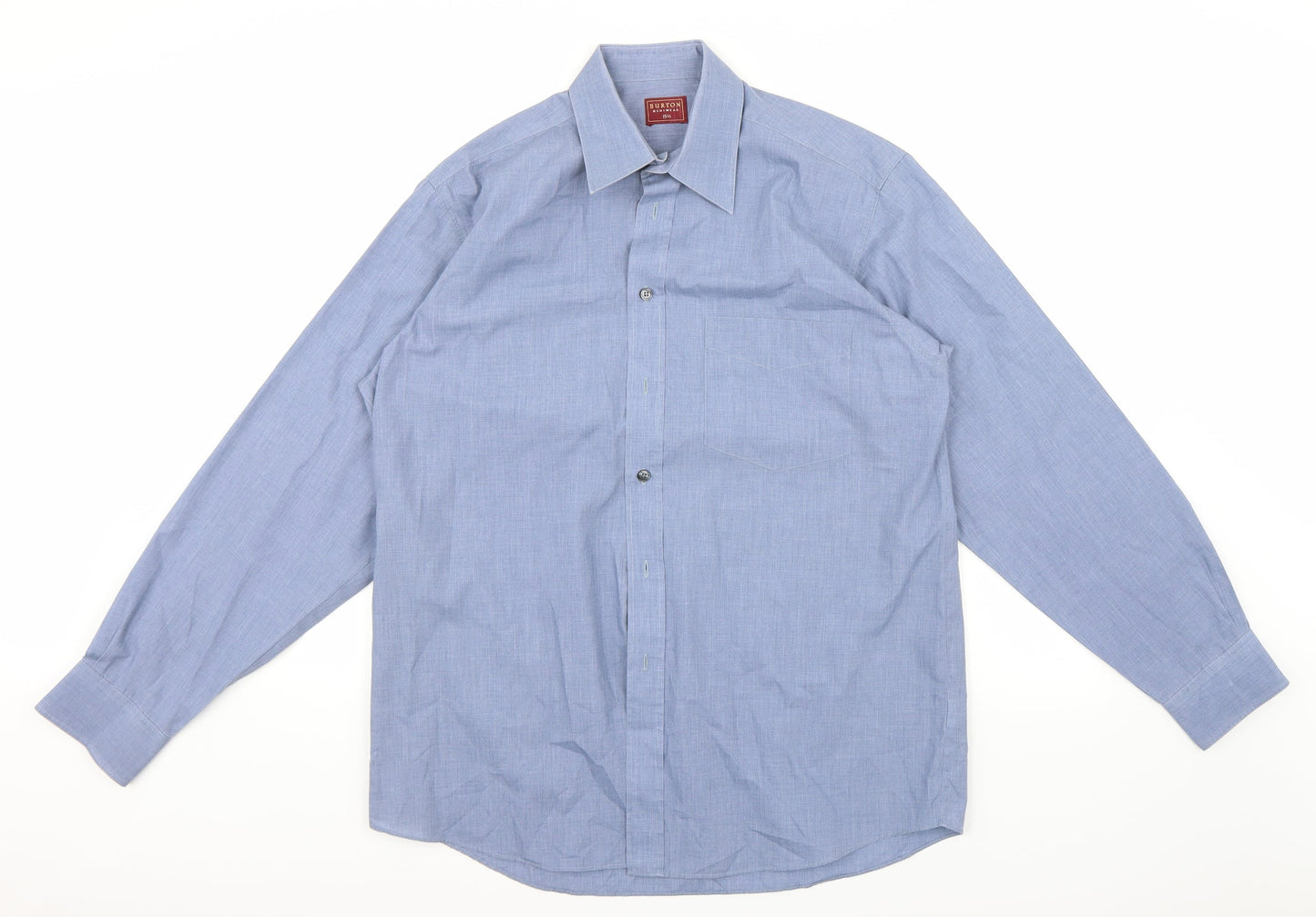 Mens UK Size 15.5 Burton Blue  Button-Up Long Sleeve Casual Shirt