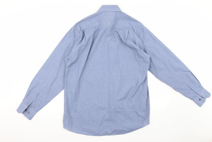 Mens UK Size 15.5 Burton Blue  Button-Up Long Sleeve Casual Shirt