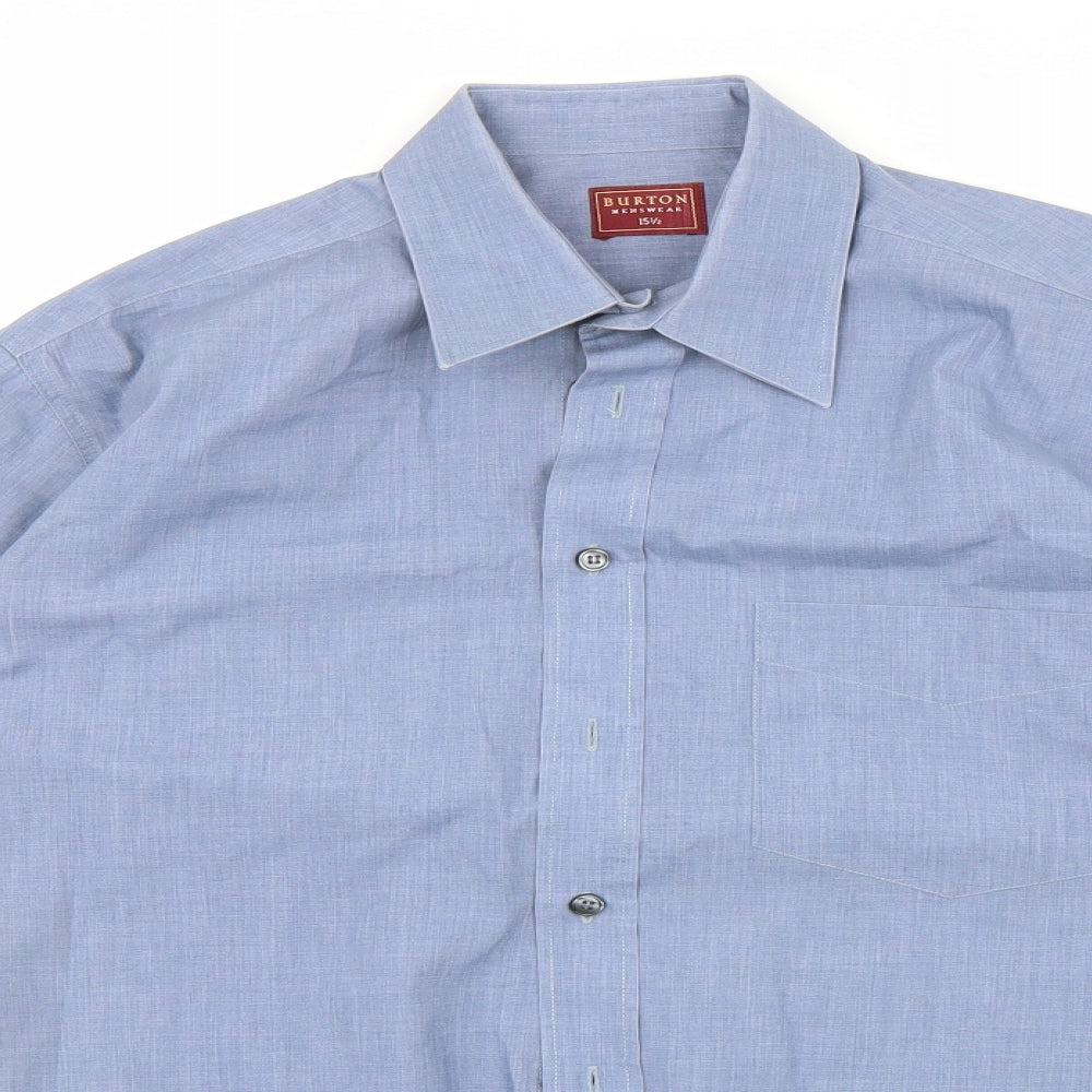 Mens UK Size 15.5 Burton Blue  Button-Up Long Sleeve Casual Shirt