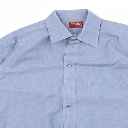 Mens UK Size 15.5 Burton Blue  Button-Up Long Sleeve Casual Shirt