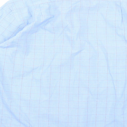 Mens UK Size 15 Greenwoods Blue  Button-Up Long Sleeve Casual Shirt