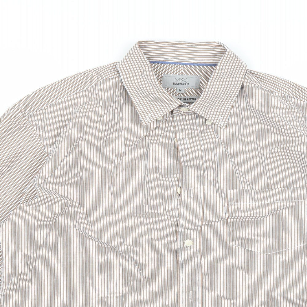 Mens UK Size M Marks and Spencer White  Button-Up Long Sleeve Casual Shirt