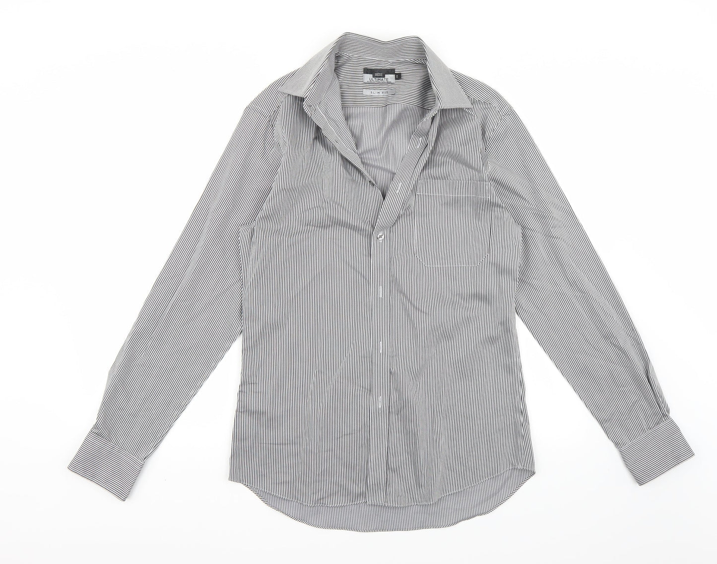 Mens UK Size 15 Marks and Spencer White  Button-Up Long Sleeve Casual Shirt