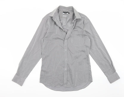 Mens UK Size 15 Marks and Spencer White  Button-Up Long Sleeve Casual Shirt