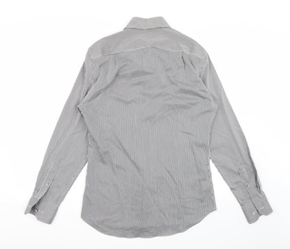 Mens UK Size 15 Marks and Spencer White  Button-Up Long Sleeve Casual Shirt