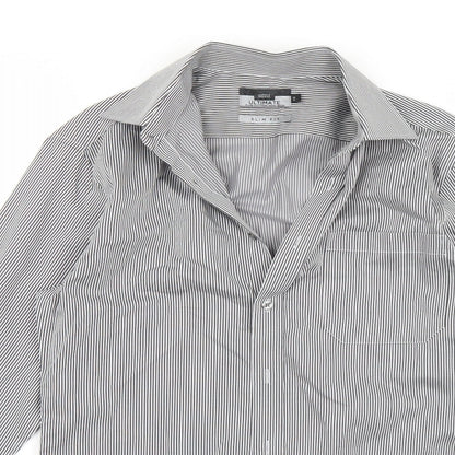 Mens UK Size 15 Marks and Spencer White  Button-Up Long Sleeve Casual Shirt