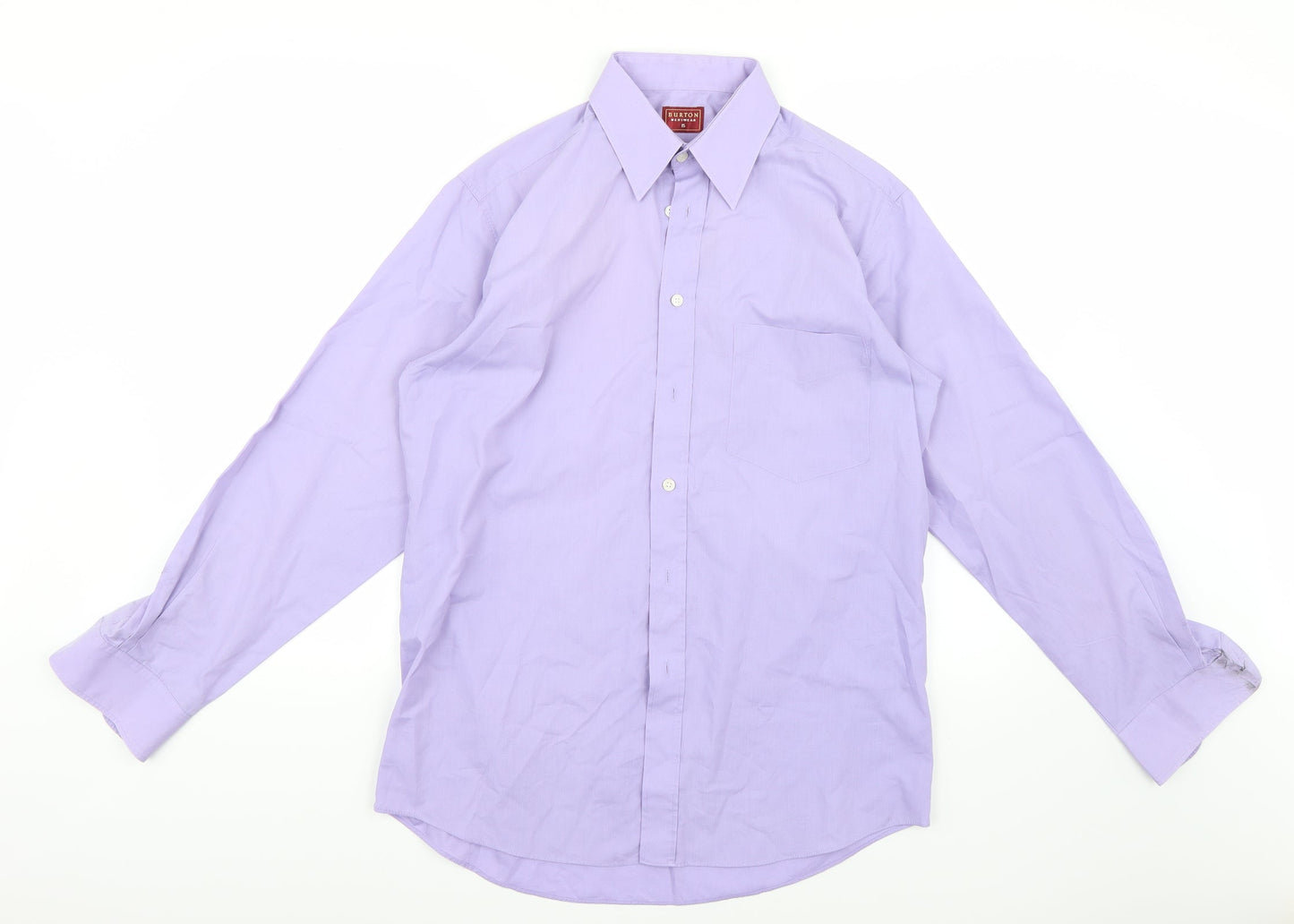 Mens UK Size 15 Burton Purple  Button-Up Long Sleeve Casual Shirt