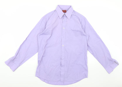Mens UK Size 15 Burton Purple  Button-Up Long Sleeve Casual Shirt