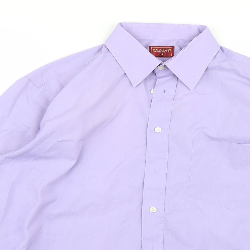 Mens UK Size 15 Burton Purple  Button-Up Long Sleeve Casual Shirt