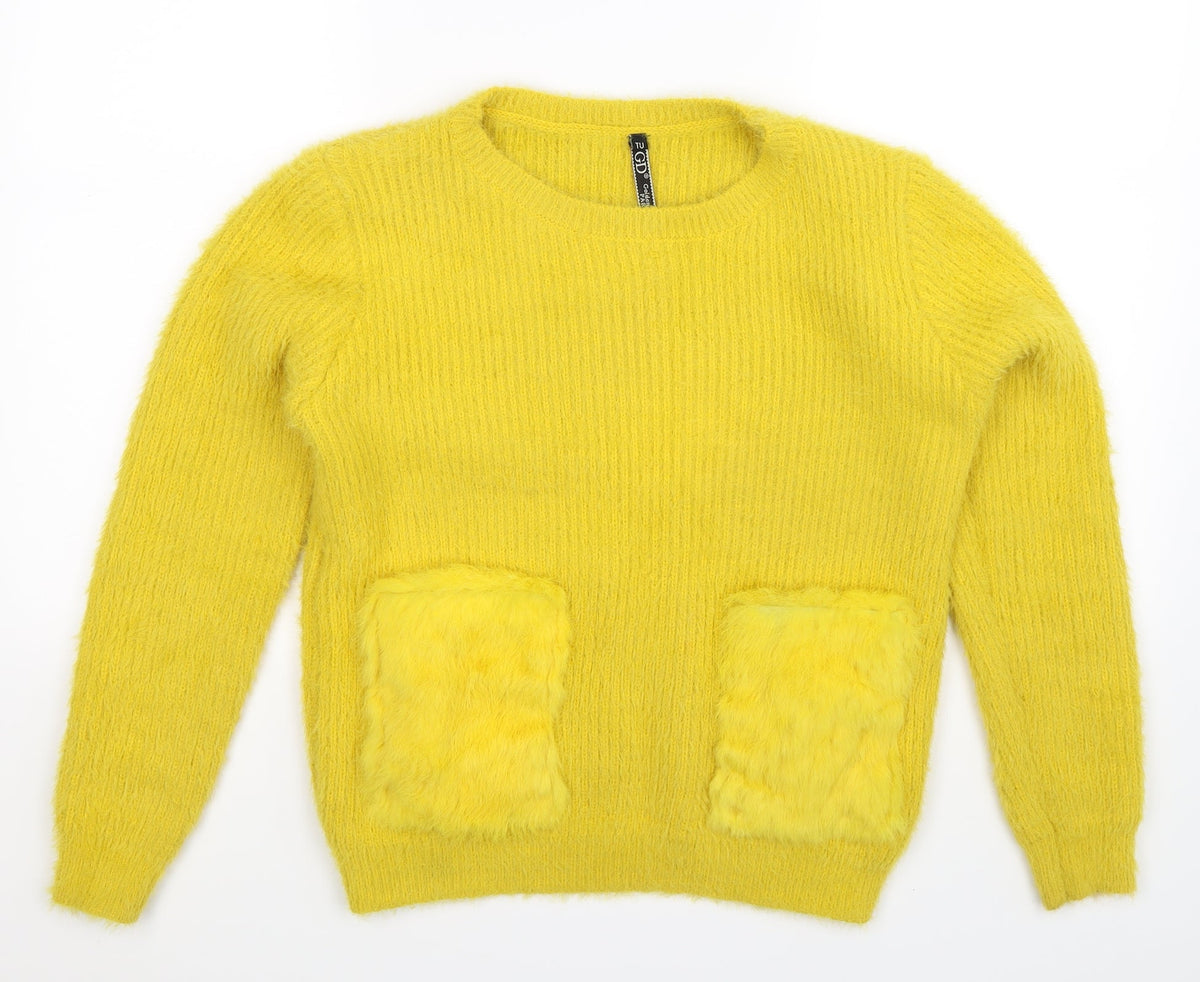 Tu Womens Yellow  Knit Pullover Jumper Size 14