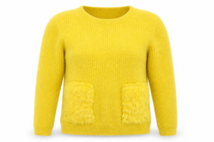 Tu Womens Yellow  Knit Pullover Jumper Size 14