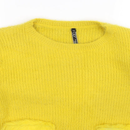 Tu Womens Yellow  Knit Pullover Jumper Size 14