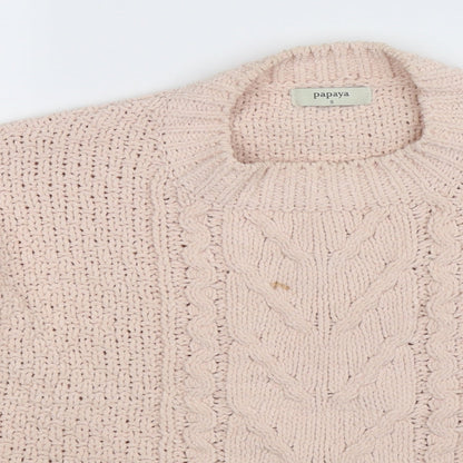 Papaya Womens Beige  Knit Pullover Jumper Size S  - Oversized