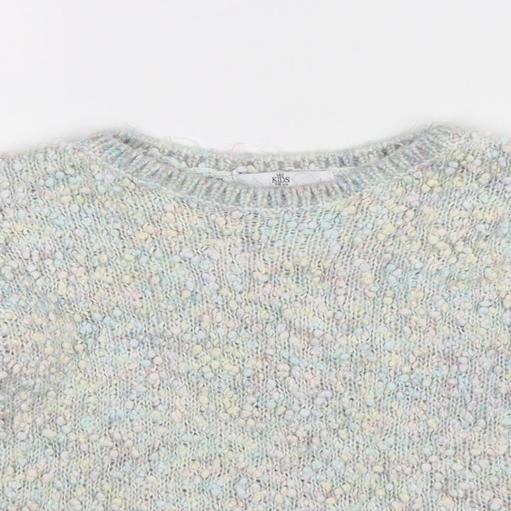 Marks and Spencer Girls Multicoloured  Knit Pullover Jumper Size 9-10 Years