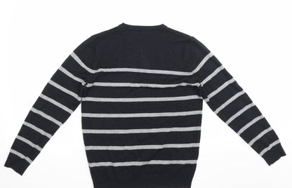 TU  Mens Black Striped  Pullover Jumper Size S