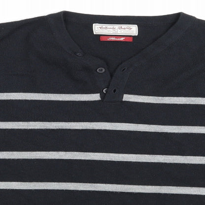 TU  Mens Black Striped  Pullover Jumper Size S