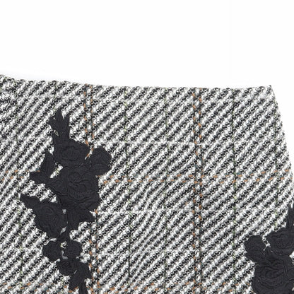 New Look Womens White Check  A-Line Skirt Size 8