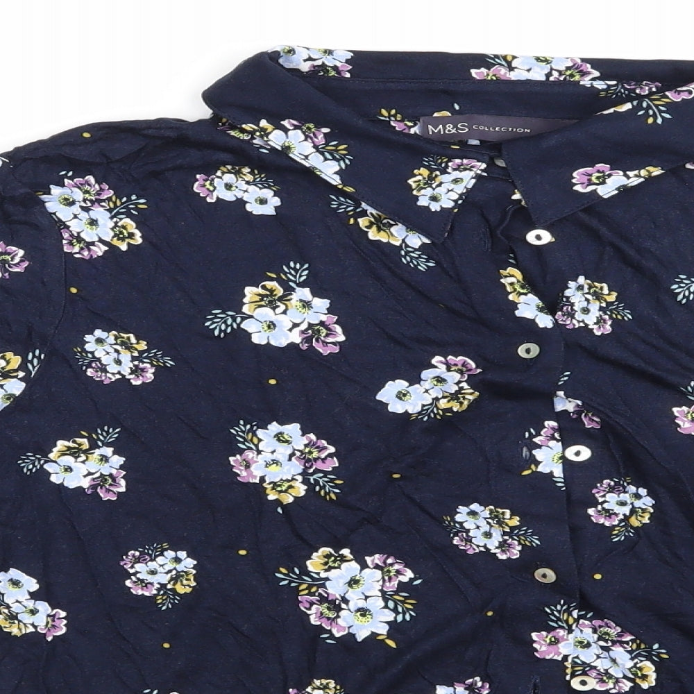 Womens UK Size 10 Marks and Spencer Blue Basic Blouse