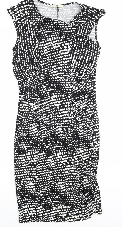 Oasis Womens Black Animal Print  A-Line  Size 10