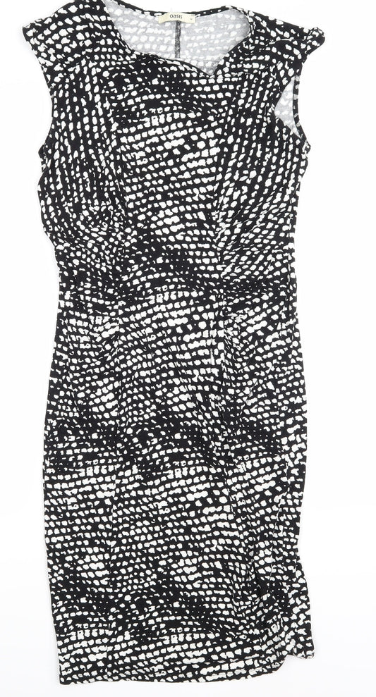 Oasis Womens Black Animal Print  A-Line  Size 10