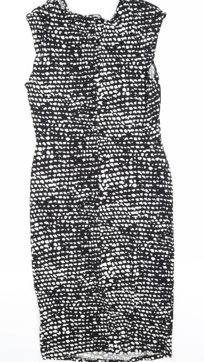 Oasis Womens Black Animal Print  A-Line  Size 10