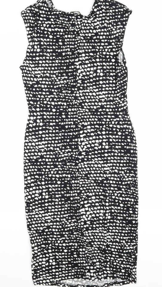 Oasis Womens Black Animal Print  A-Line  Size 10