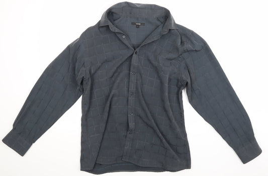 George Mens Grey Check   Button-Up Size L