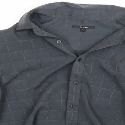 George Mens Grey Check   Button-Up Size L