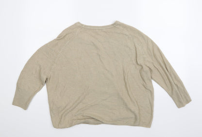 Jaqueline deYong Womens Beige Striped  Pullover Jumper Size 6