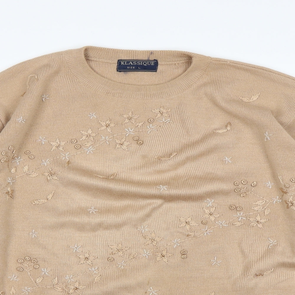 Klassique Womens Beige   Pullover Jumper Size L