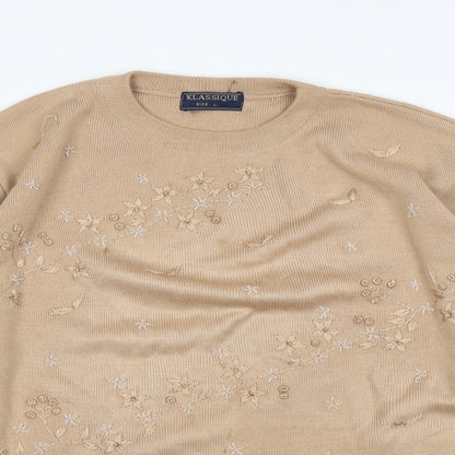 Klassique Womens Beige   Pullover Jumper Size L