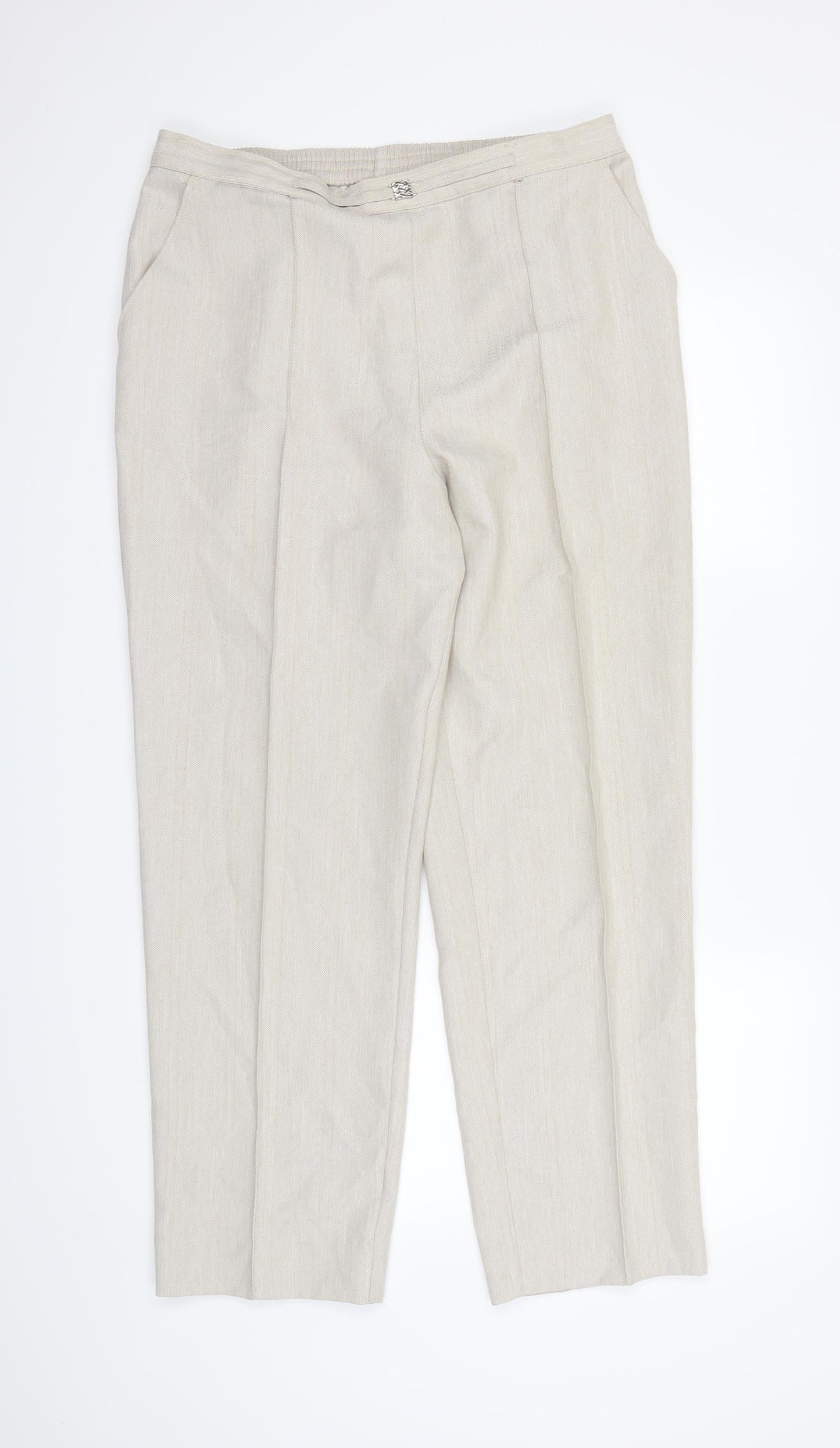 M&S Womens Beige   Dress Pants Trousers Size 14 L27 in